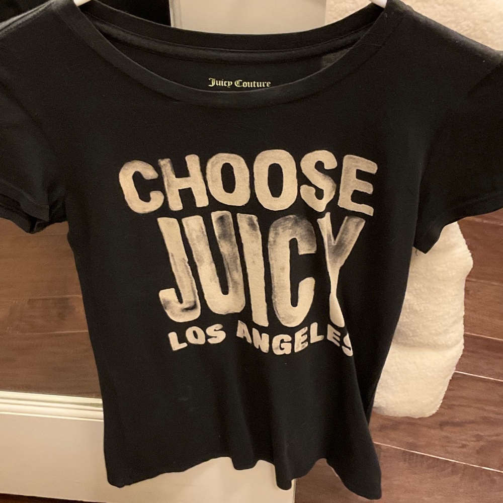 Juicy Couture Black Tee with Bold Print - Picture 1 of 3